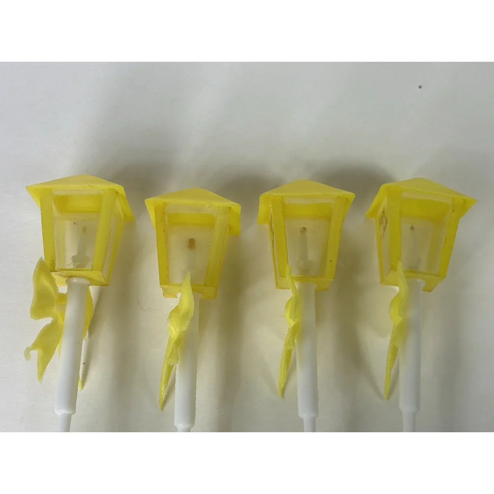 Vintage WILTON Happy Birthday Street Lamp Cake Toppers Decoration Yellow Qty 7